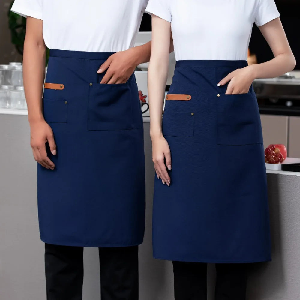 Canvas Half Apron Multi-Pocket Waterproof Kitchen Restaurant Kitchen Apron Richie's