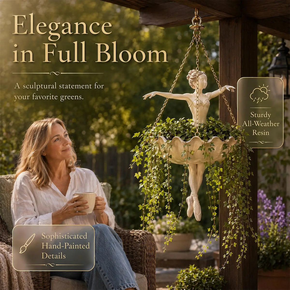 Resin Ballerina Hanging Planter | Whimsical Ballet Dancer Pot Hanging Planter Richie's Default Title