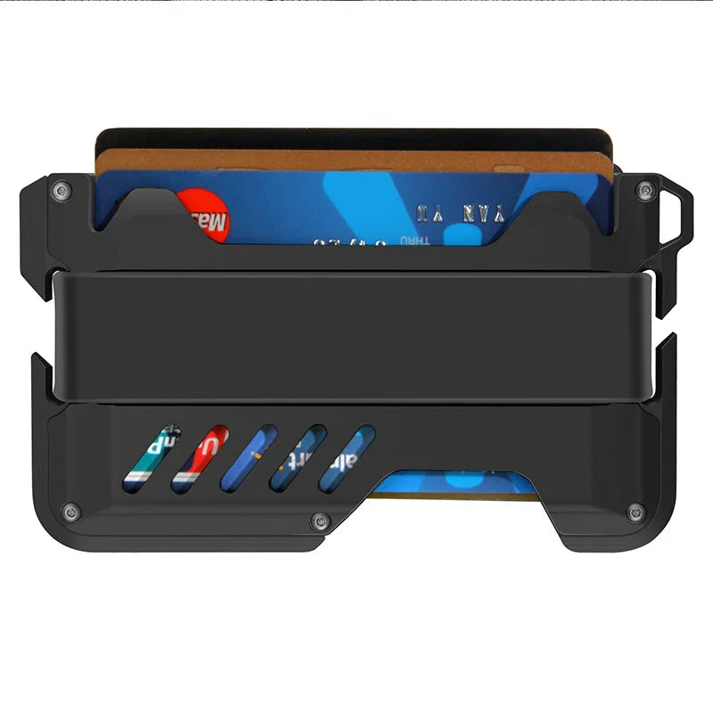 Zeeker Tactical Aluminum RFID Slim Wallet – Men's EDC Card Holder Metal Slim Wallet Richie's black