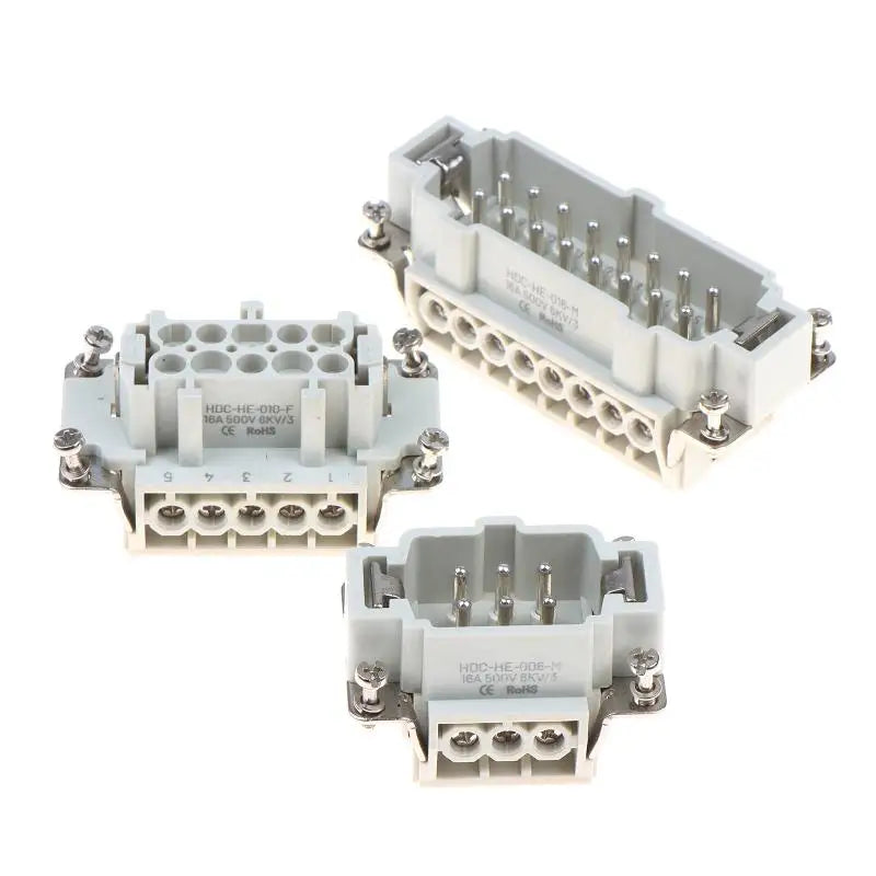 HDC-HE Heavy Duty Connector 6–24 Core 16A 500V Aviation Plug Industrial Connector Insert Richie's