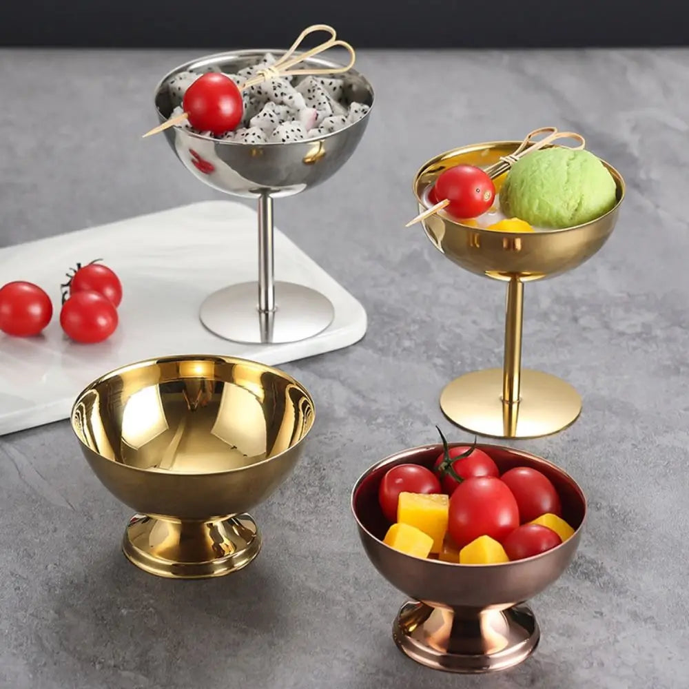 Stainless Steel Ice Cream Bowls – Multi-Size Silver & Gold Stainless Steel Bowl Richie's