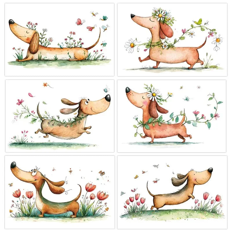 24 Dachshund Watercolor Greeting Cards – Birthday & Wedding Greeting Card Set Richie's