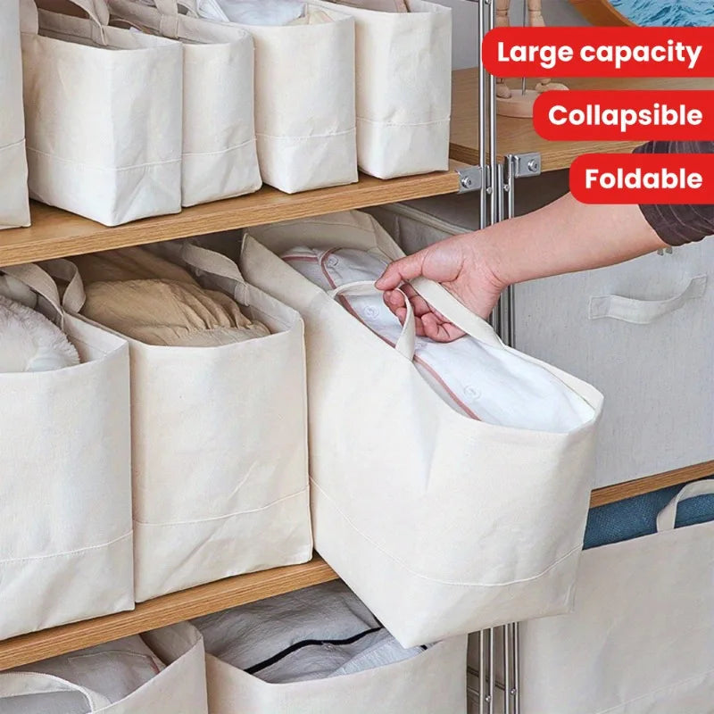 Japanese Minimalist Canvas Folding Storage Basket | Large Laundry Folding Storage Basket Richie's