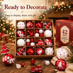42-Piece Christmas Ball Ornaments Set – Red & White Christmas Ornament Set Richie's