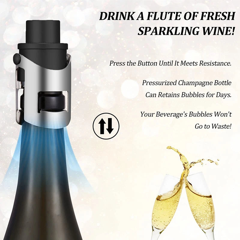 Vacuum Champagne Stopper Stainless Steel Sparkling Wine Saver Wine Bottle Stopper Richie's