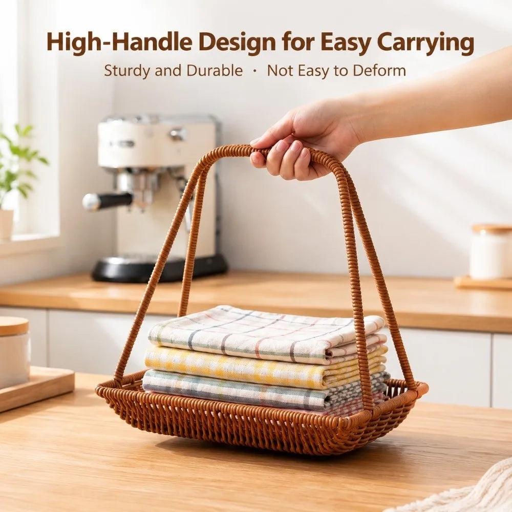Plastic Rattan Handheld Serving Basket – Round & Rectangle Serving Basket Richie's
