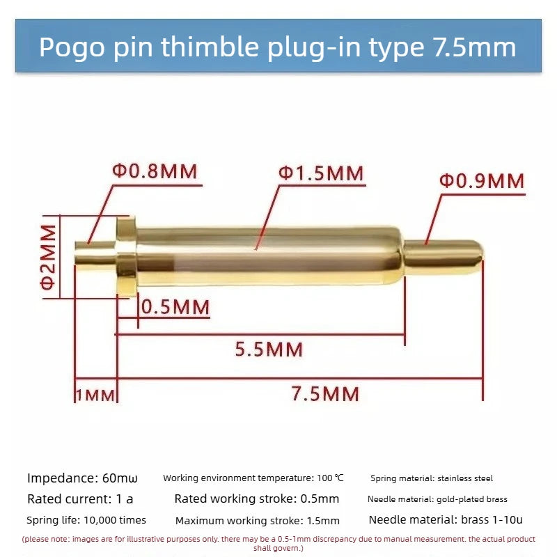 DIP SMD Double Spring PCB Pogo Pin Connectors 20/50/100 Pcs