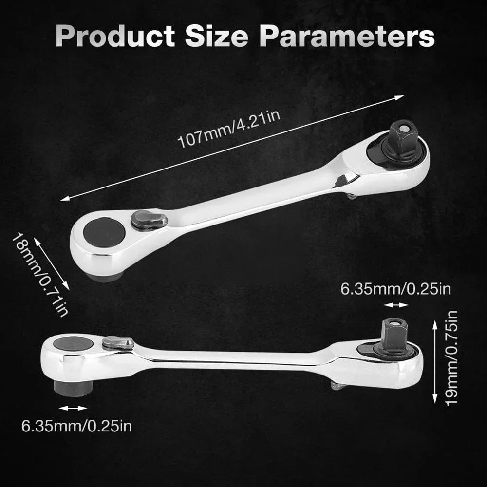 1/4" Mini Double-Ended Ratchet Wrench – 72-Tooth Quick Socket Ratchet Wrench Richie's
