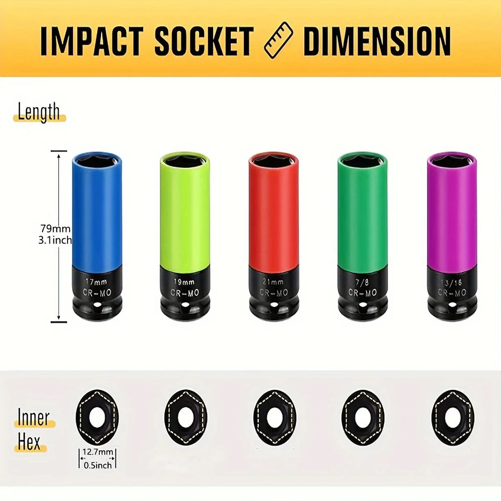 Metric 1/2" Drive Thin Wall Deep Impact Socket Set – Lug Nut Impact Socket Set Richie's
