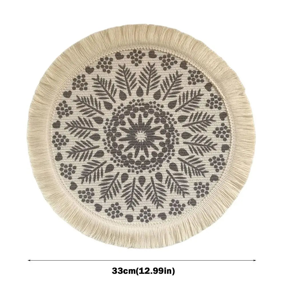 Bohemian Round Woven Placemat – Heat Resistant & Non-Slip Tassel Woven Placemat Richie's