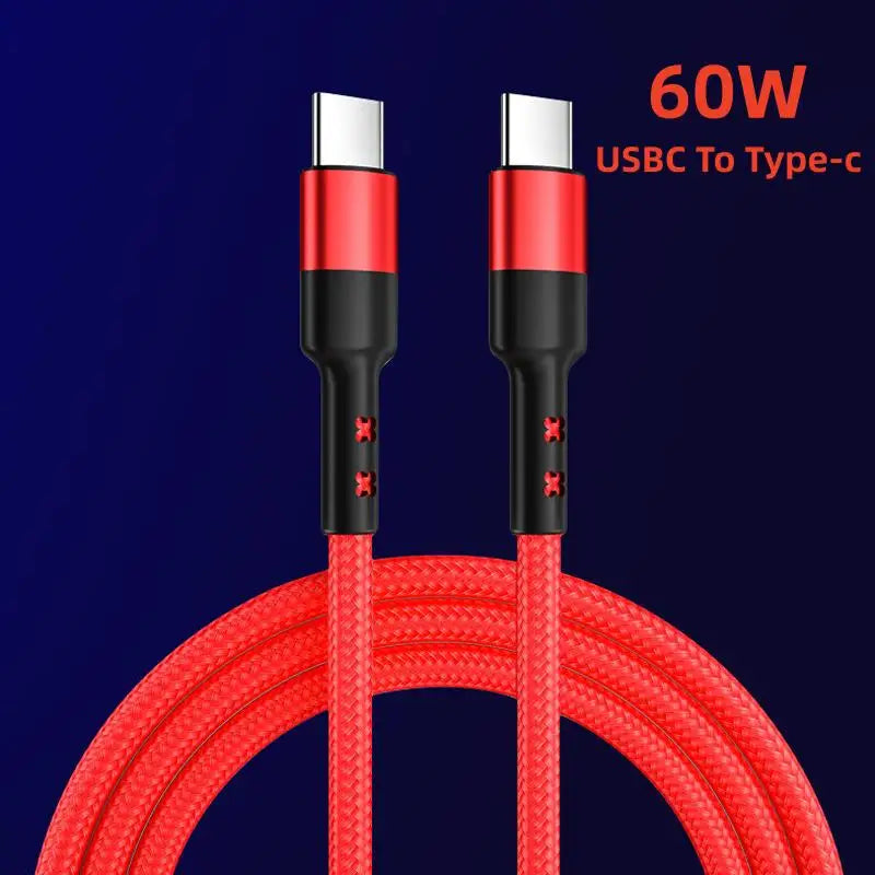 FUCHU 60W USB-C to USB-C Braided Fast Charge Cable 1m & 2m USB-C Charging Cable Richie's