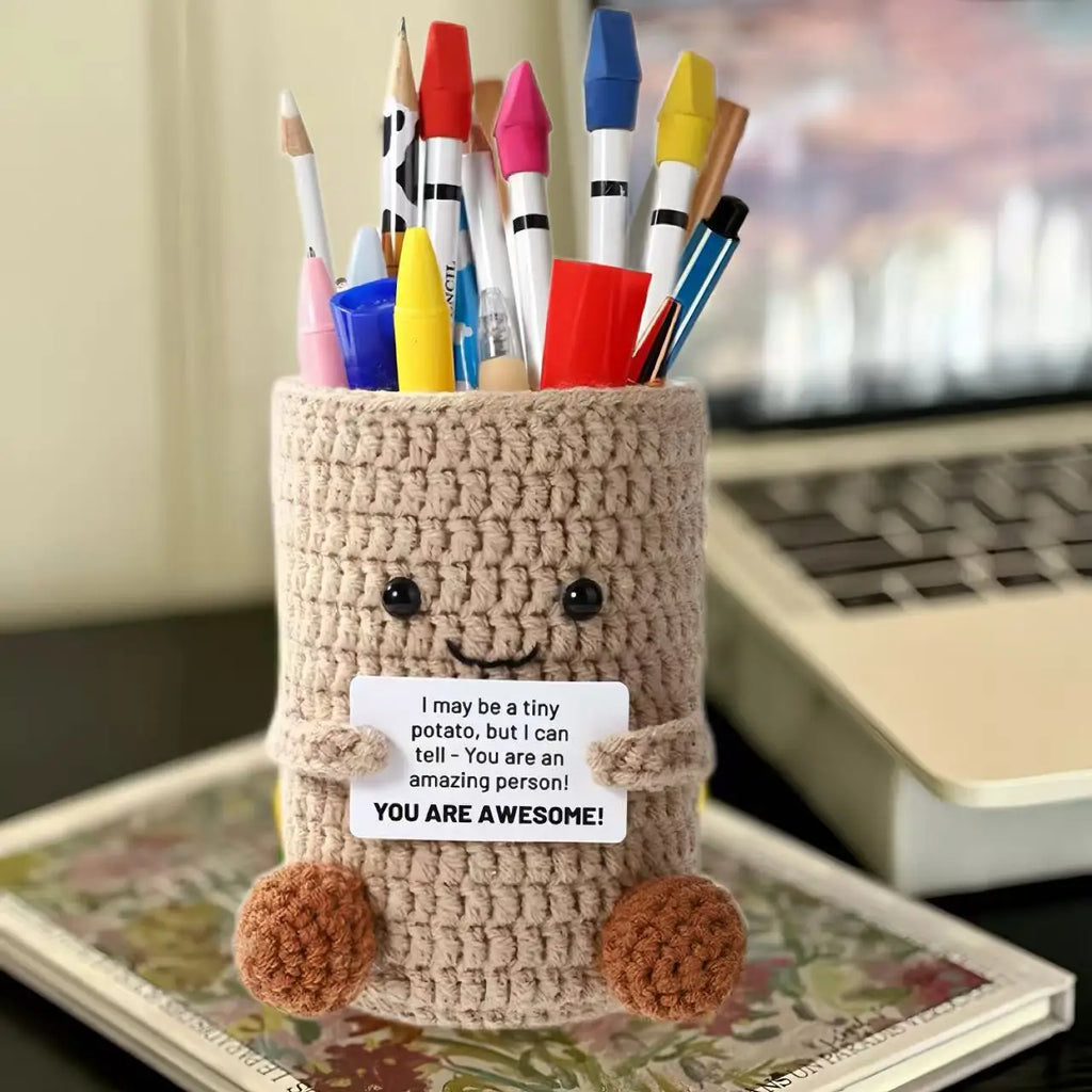 Crochet Pencil Holder Handmade Desk Organizer Makeup Brush Cup Crochet Desk Organizer Richie's