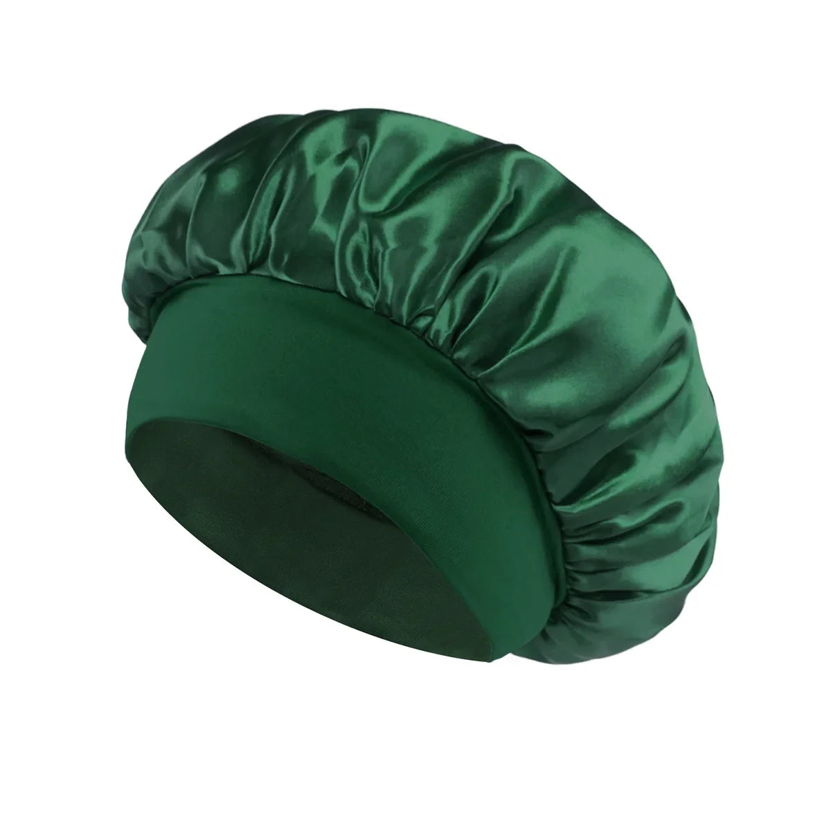 Satin Wide-Brim Sleeping Bonnet – Unisex Hair Care Night Cap Satin Sleep Bonnet Richie's Dark Green
