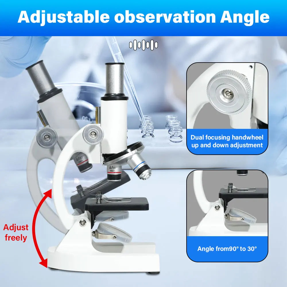 Monocular Compound Microscope 64X–2400X for Kids & Students Compound Microscope Richie's