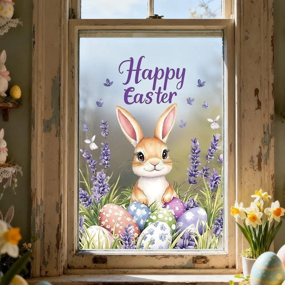 Easter Rabbit Flower Wall Stickers – Removable PVC Decals Wall Stickers Richie's