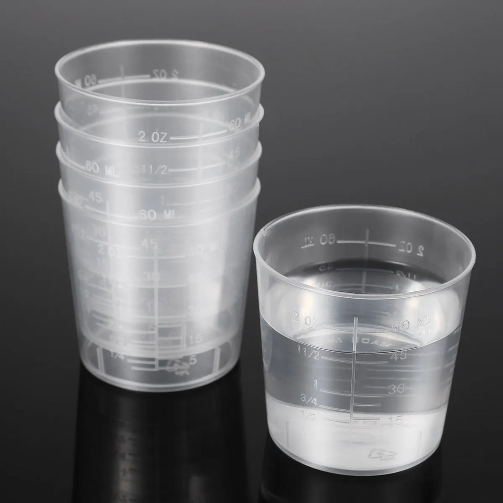 25-Pack 60ml Graduated Plastic Measuring Cups – Lab & Kitchen Plastic Measuring Cups Richie's