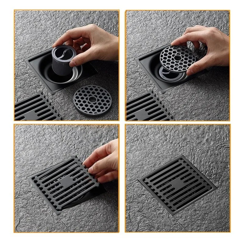 Stainless Steel Square Floor Drain with Odor Trap | 4 Inch Square Floor Drain Richie's