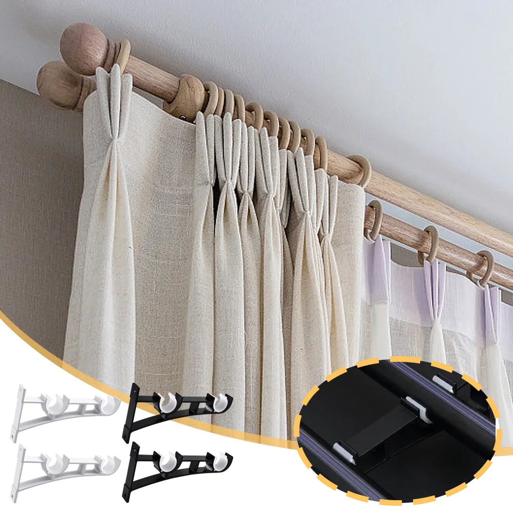 2 Pack Double Curtain Rod Brackets – Aluminum Alloy Wall Mount Curtain Rod Brackets Richie's