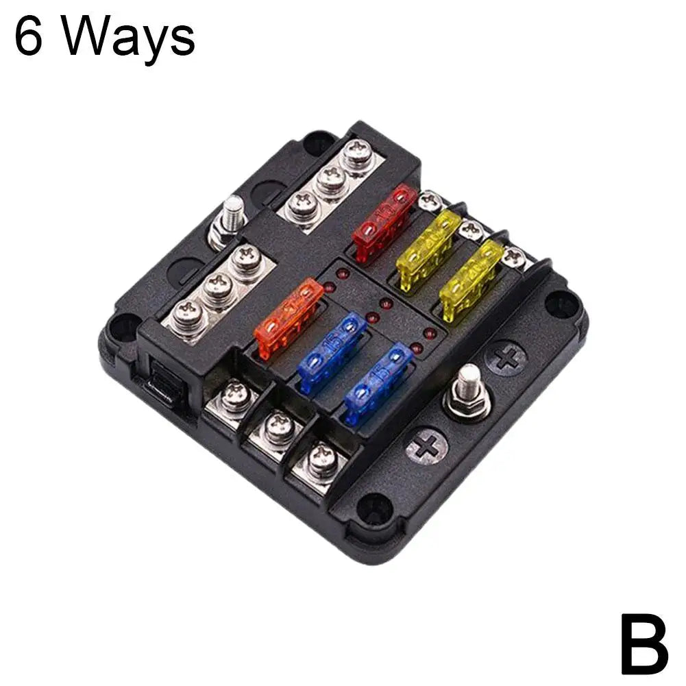 6/12 Way Waterproof Blade Fuse Block with LED Indicator 12V–32V Blade Fuse Block Richie's B