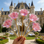 10Pcs Pink Eternal Roses – Handcrafted Artificial Crystal Flowers Artificial Flower Bouquet Richie's