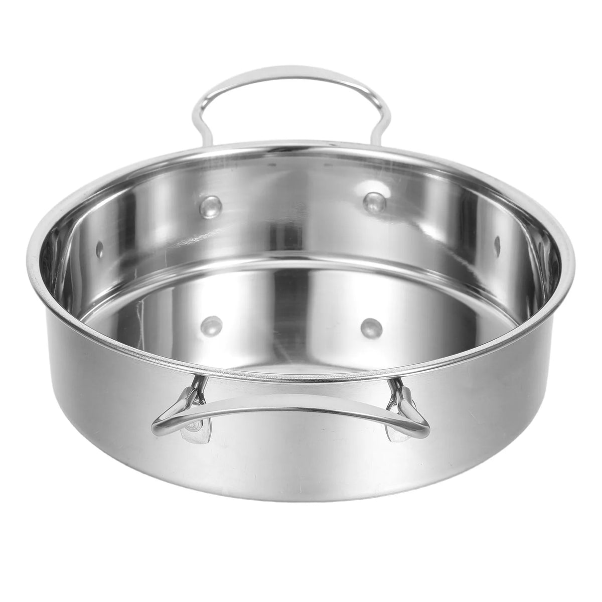 Stainless Steel Paella Pan 7.5" Double Handle Flat Bottom Frying Pot Paella Frying Pan Richie's