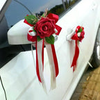 Retro Flower Bow Wedding Car Rearview Mirror Door Decoration Wedding Car Decoration Richie's