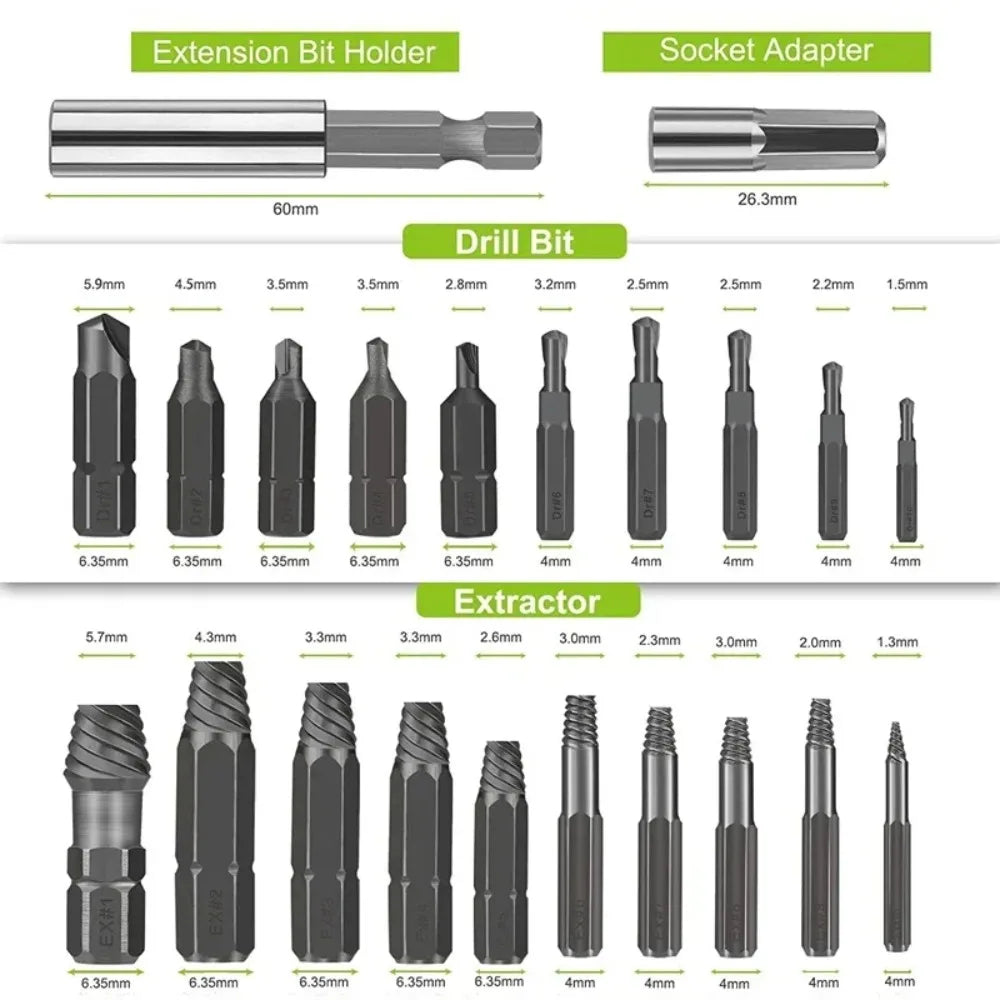 Stripped Screw Extractor Kit | Magnetic Bit Holder & Socket Adapter Screw Extractor Kit Richie's