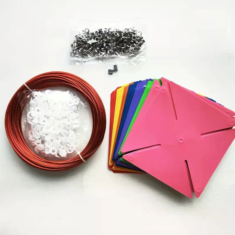 100Pcs Plastic Pinwheels Decorative Windmill Set + 30M Rope Garden Pinwheel Set Richie's