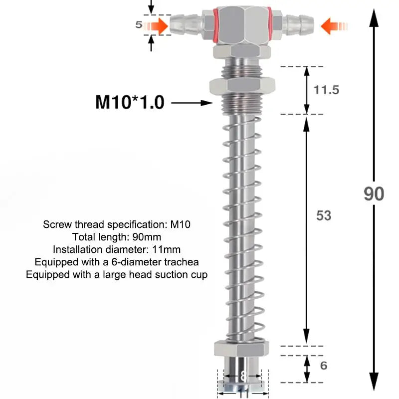 Robotic Arm Suction Cup M12/M10 T-Shape Spring Buffer Sucker Rod Industrial Suction Cup Richie's M10 90cm