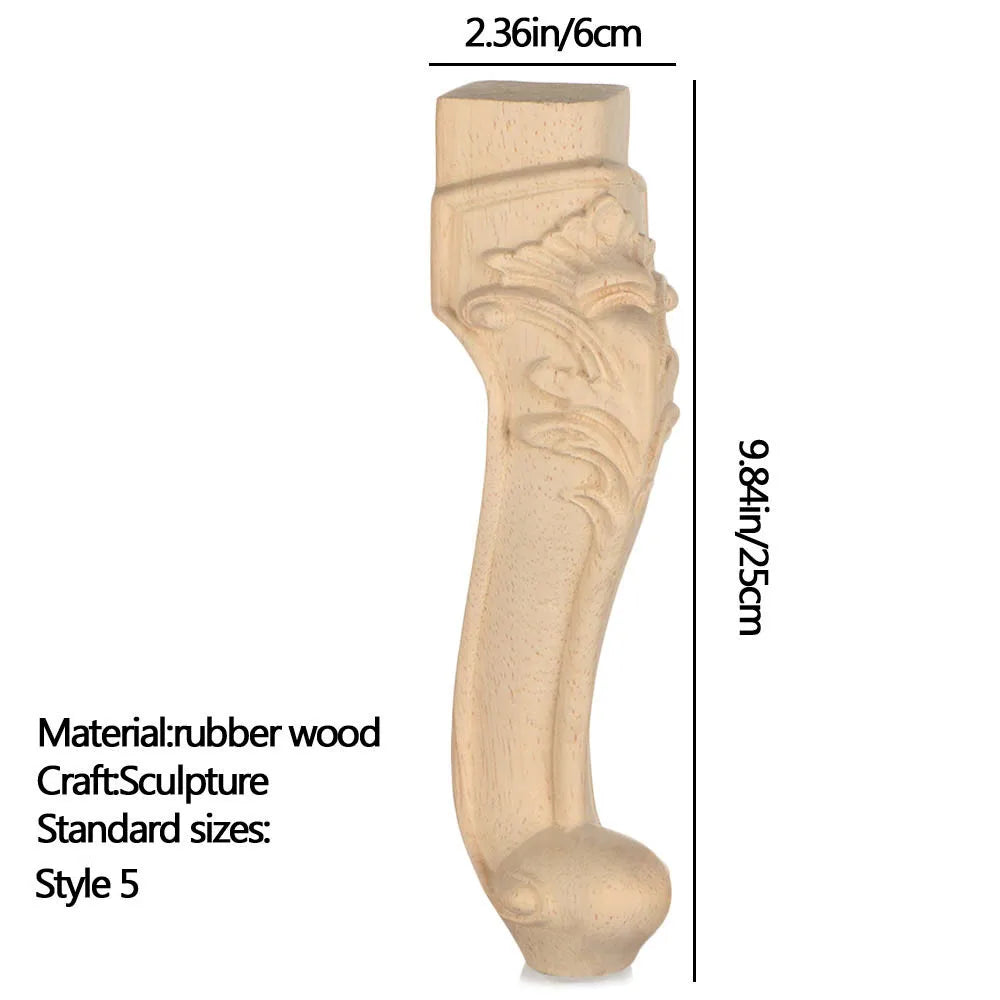 Vintage Wood Carved Furniture Legs European Cabinet Feet Wood Furniture Legs Richie's 25x6cm Style 5