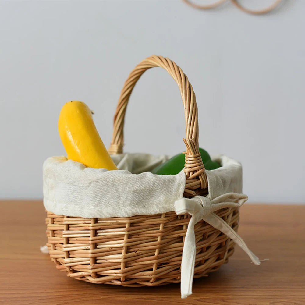 Handmade Wicker Basket with Handle – Woven Rattan Storage Wicker Storage Basket Richie's