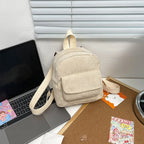 Women's Mini Corduroy Backpack – Casual Small Travel Bag Mini Backpack Richie's Beige China Mainland