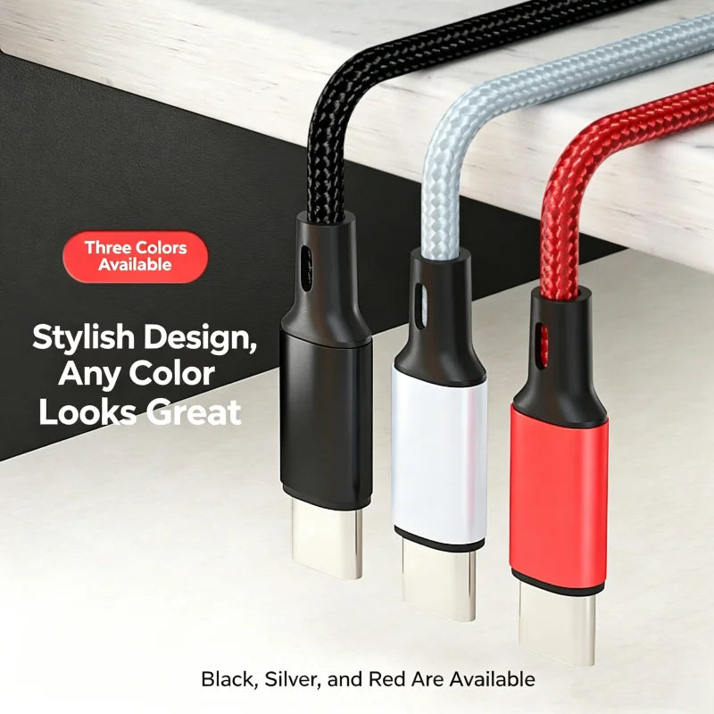 USB-C to USB-C Cable 60W 3A Fast Charging Nylon Braided 1m–2m USB-C Charging Cable Richie's