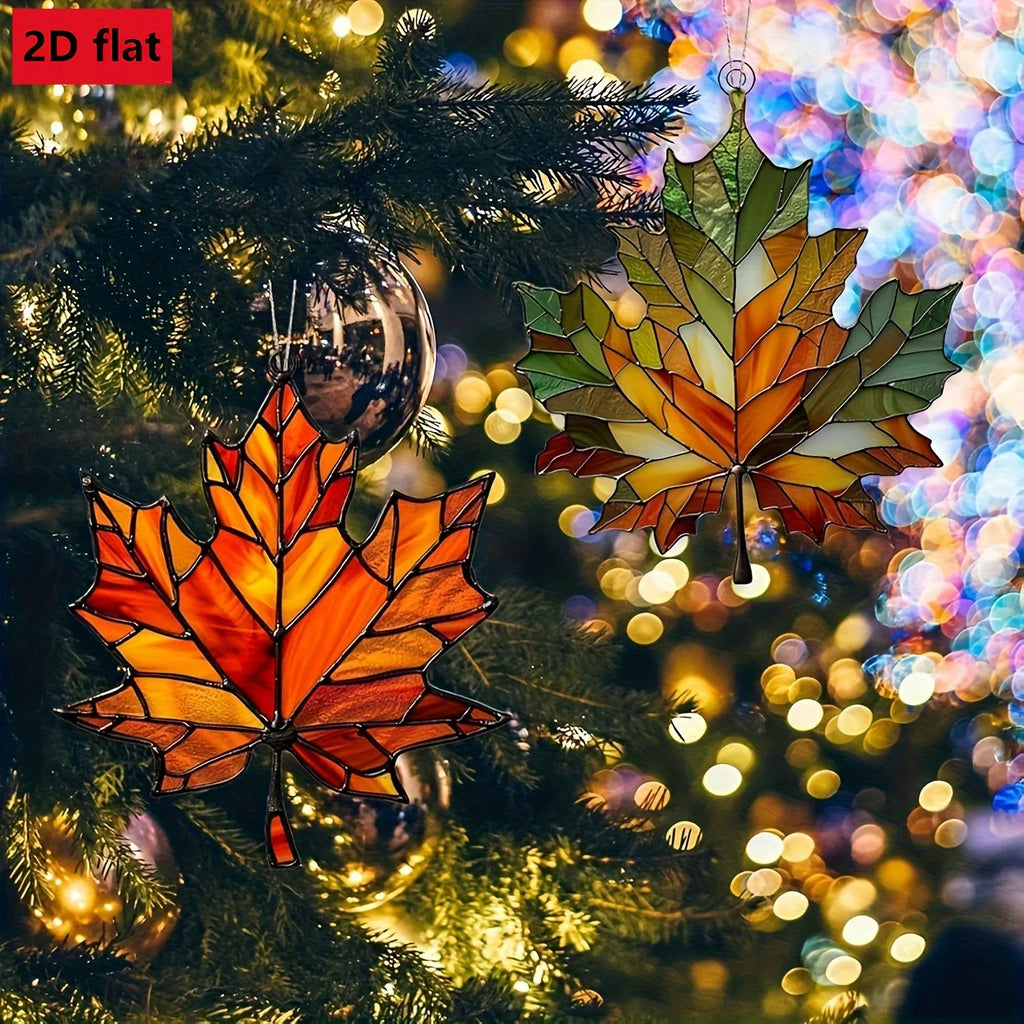 2pcs Acrylic Maple Leaf Light Catcher – Fall & Thanksgiving Decor Seasonal Window Ornament Richie's