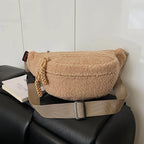 Women's Plush Faux Fur Crossbody Bag – Trendy Winter Shoulder Bag Crossbody Shoulder Bag Richie's Khaki