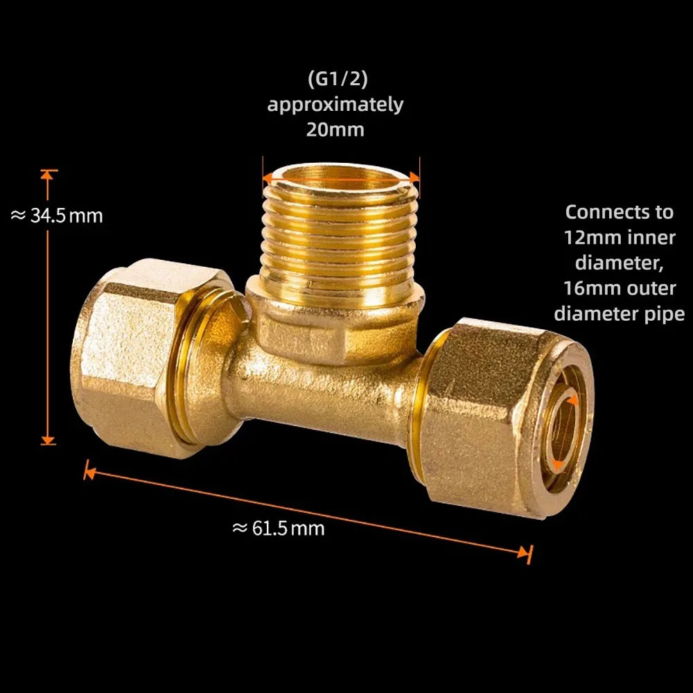 Brass Pipe Fitting 2/3 Way Male Female Thread Solar Heater Brass Pipe Fitting Richie's 7