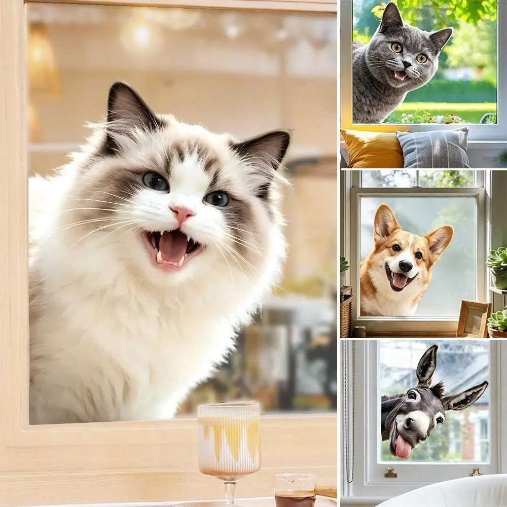 Peeking Animal Window Cling Sticker – Reusable PVC Decal Window Cling Decal Richie's