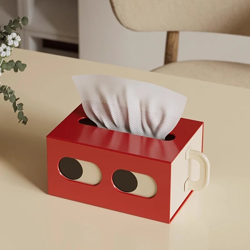 Cute Eye Design Plastic Tissue Box Dispenser & Desktop Holder Tissue Box Holder Richie's Red 1pc