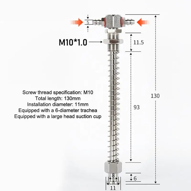 Robotic Arm Suction Cup M12/M10 T-Shape Spring Buffer Sucker Rod Industrial Suction Cup Richie's M10 130cm