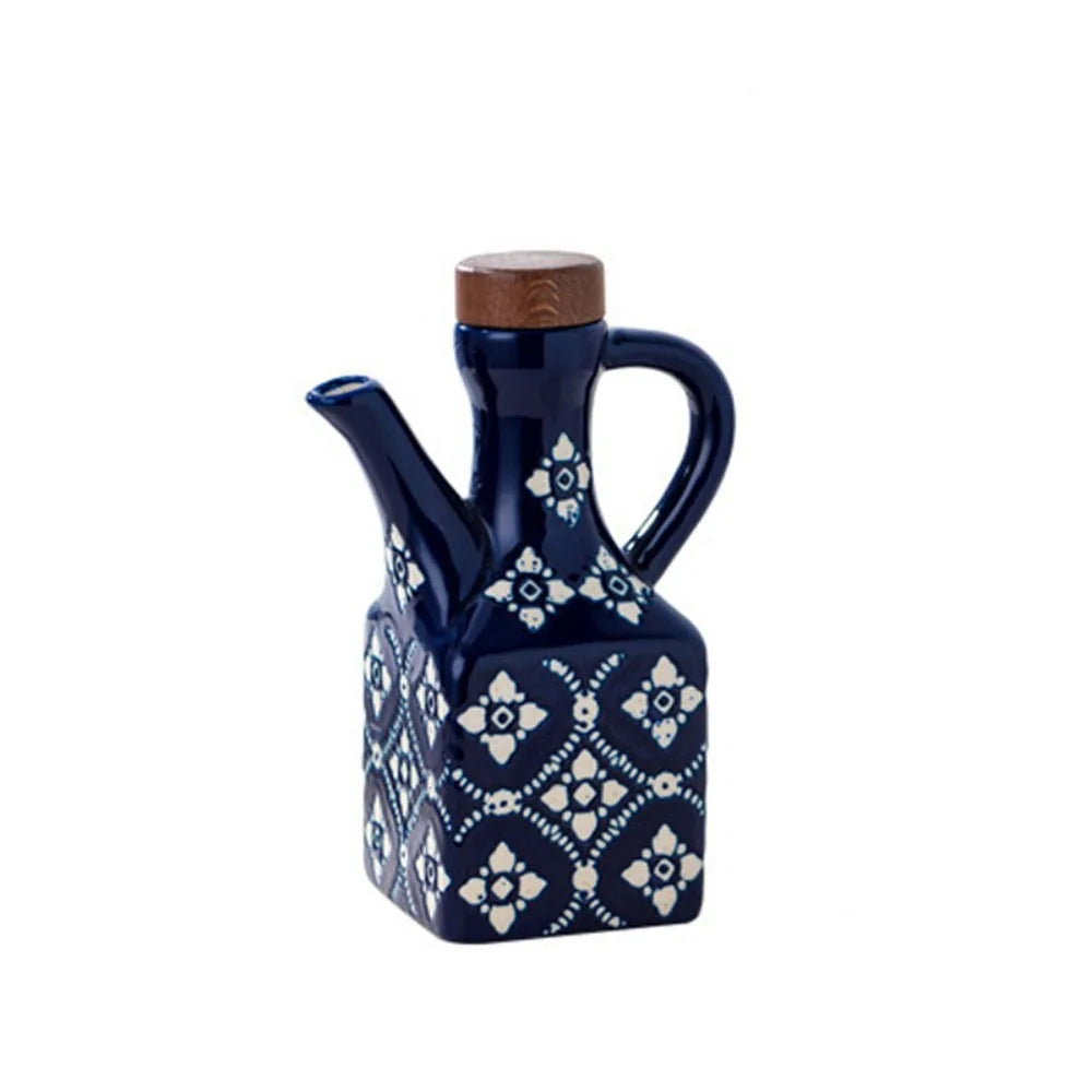 Blue Printed Ceramic Oil & Vinegar Pot with Handle 250ml Ceramic Oil Pot Richie's Blue