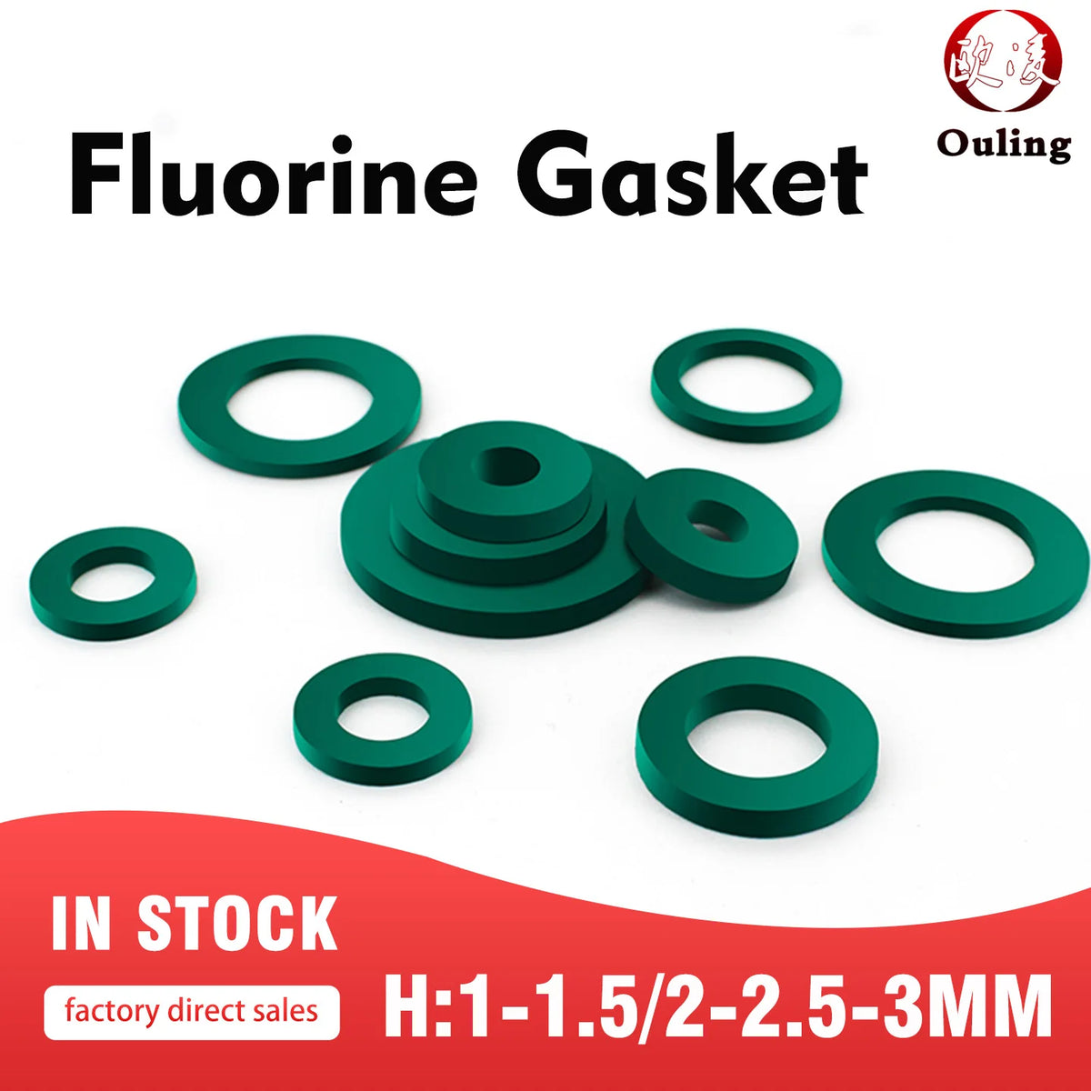 FKM Fluorine Rubber Flat Gasket Green Washer Ring M2–M42mm Rubber Gasket Washer Richie's