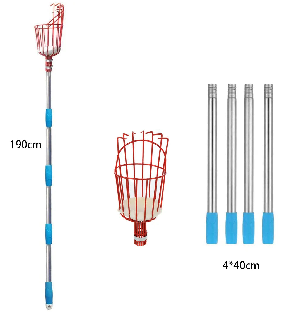 TOTNEND Metal Fruit Picker Set with Adjustable Depth Basket Fruit Picker Tool Richie's 190CM SET