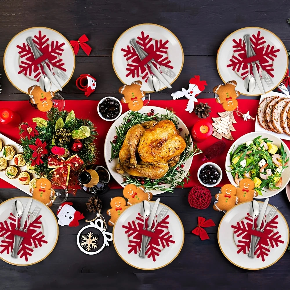 Felt Snowflake Christmas Utensil Holders | Holiday Table Decor Holiday Table Decor Richie's