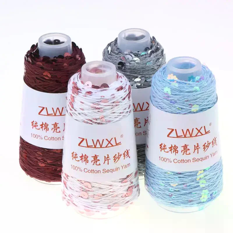 Sequin Cotton Yarn 50g Ball – Glitter Knitting & Crochet Thread Sequin Craft Yarn Richie's