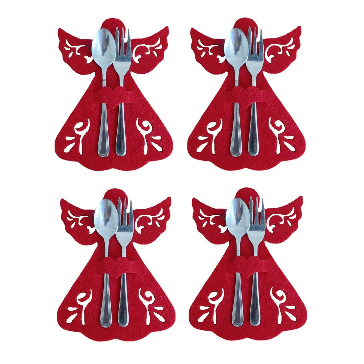 Christmas Cutlery Holder Bags | Festive Non-Woven Fabric 4 Pcs