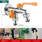 Outdoor Brass Antifreeze Faucet Dual Outlet Wall Mount Garden Tap Garden Faucet Richie's Silver Double Out