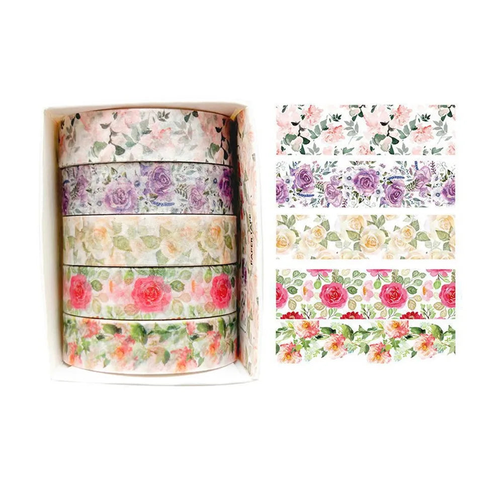 5 Rolls Spring Flower Washi Tape – Multicolor DIY Craft Set Decorative Washi Tape Richie's 5