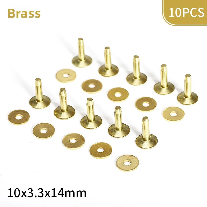 KANDE Copper Rivets 10 Pcs – Leather Belt Luggage Fasteners Copper Rivets Richie's Y 10x3.3x14mm 10PCS