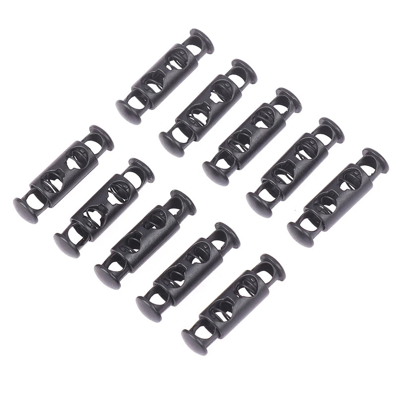 10Pcs Metal Spring Buckle Cord Lock Double Hole 26×8×5mm Cord Lock Buckle Richie's Black