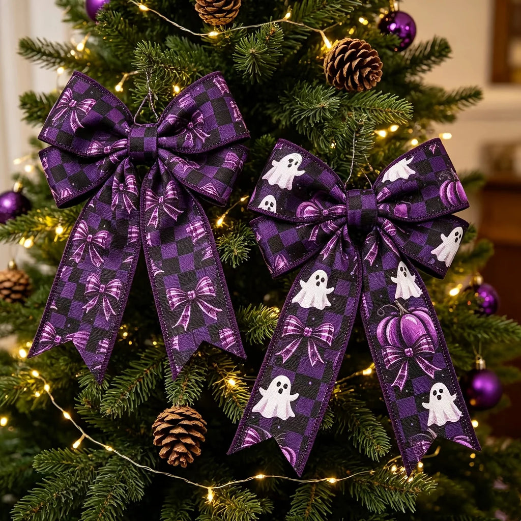 2pcs Purple Halloween Plaid Wire Wreath Ribbon – DIY Bows Craft Wreath Ribbon Richie's